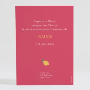 Faire-part de naissance Citronne*Faire-part Elégant New