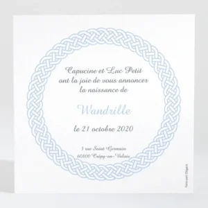 Faire-part de naissance Couronne tressee photo*Faire-part Elégant Outlet