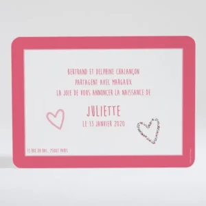 Faire-part de naissance Coeur liberty*Faire-part Elégant Best