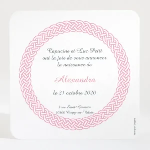 Faire-part de naissance Couronne tressee photo*Faire-part Elégant Outlet