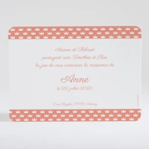 Faire-part de naissance Couronnes*Faire-part Elégant Fashion