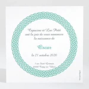 Faire-part de naissance Couronne tressee photo*Faire-part Elégant Outlet