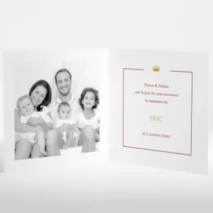 Faire-part de naissance Couronne*Faire-part Elégant Discount