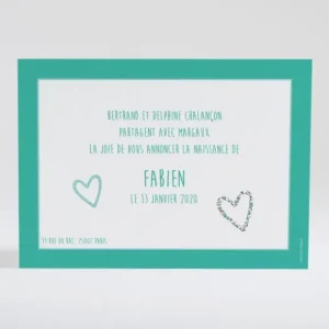 Faire-part de naissance Coeur liberty*Faire-part Elégant Best
