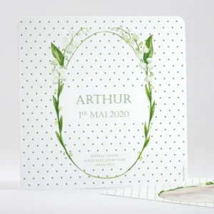 Faire-part de naissance Couronne de muguets*Faire-part Elégant Discount