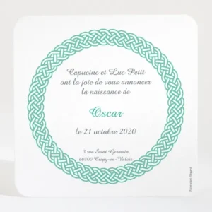 Faire-part de naissance Couronne tressee photo*Faire-part Elégant Outlet
