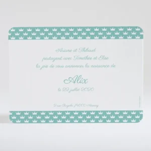 Faire-part de naissance Couronnes*Faire-part Elégant Fashion