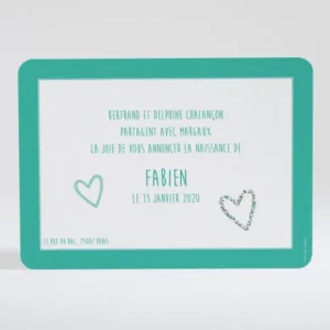 Faire-part de naissance Coeur liberty*Faire-part Elégant Best