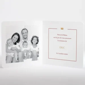 Faire-part de naissance Couronne*Faire-part Elégant Discount