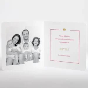 Faire-part de naissance Couronne*Faire-part Elégant Discount