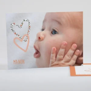 Faire-part de naissance Coeur liberty*Faire-part Elégant Best