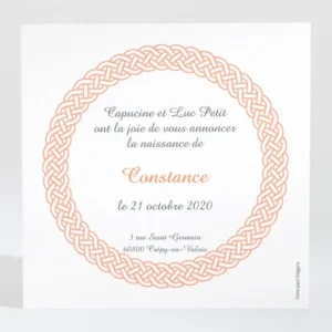 Faire-part de naissance Couronne tressee photo*Faire-part Elégant Outlet