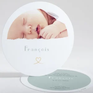 Faire-part de naissance Coeur dore*Faire-part Elégant Best