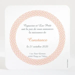 Faire-part de naissance Couronne tressee photo*Faire-part Elégant Outlet