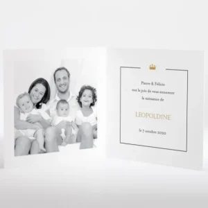Faire-part de naissance Couronne*Faire-part Elégant Discount