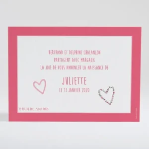 Faire-part de naissance Coeur liberty*Faire-part Elégant Best