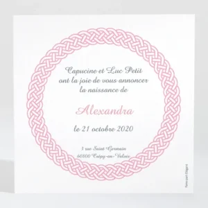 Faire-part de naissance Couronne tressee photo*Faire-part Elégant Outlet