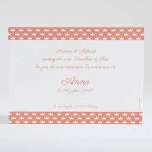 Faire-part de naissance Couronnes*Faire-part Elégant Fashion