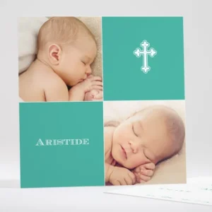 Faire-part de naissance Croix d'enfant*Faire-part Elégant Online