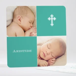 Faire-part de naissance Croix d'enfant*Faire-part Elégant Online