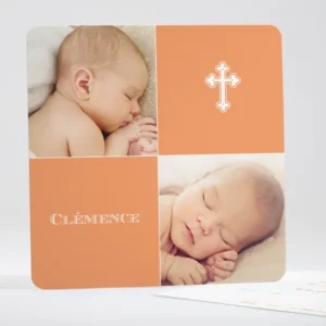 Faire-part de naissance Croix d'enfant*Faire-part Elégant Online