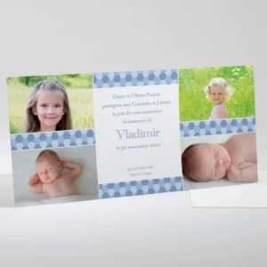 Faire-part de naissance Damier*Faire-part Elégant Discount