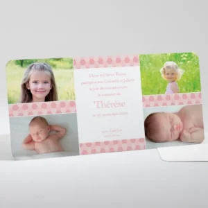 Faire-part de naissance Damier*Faire-part Elégant Discount