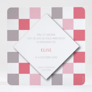 Faire-part de naissance Damier en fete*Faire-part Elégant Clearance