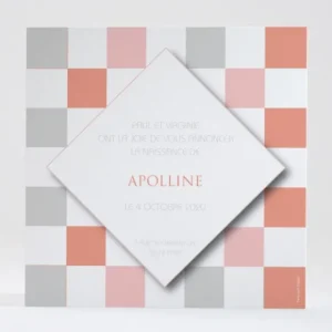 Faire-part de naissance Damier en fete*Faire-part Elégant Clearance