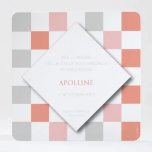 Faire-part de naissance Damier en fete*Faire-part Elégant Clearance