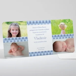 Faire-part de naissance Damier*Faire-part Elégant Discount
