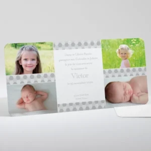 Faire-part de naissance Damier*Faire-part Elégant Discount