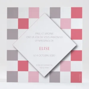 Faire-part de naissance Damier en fete*Faire-part Elégant Clearance