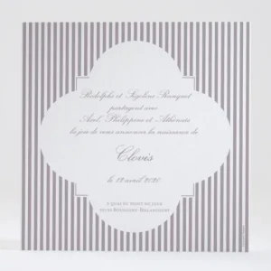 Faire-part de naissance Delicatesse Rayee*Faire-part Elégant Discount