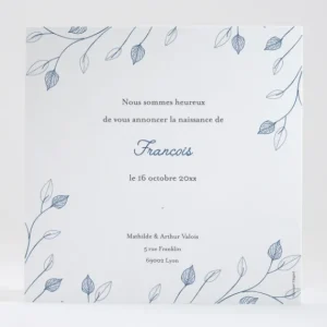 Faire-part de naissance Decor vegetal*Faire-part Elégant Clearance