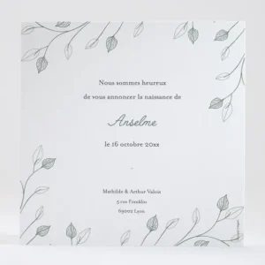 Faire-part de naissance Decor vegetal*Faire-part Elégant Clearance