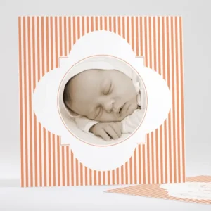 Faire-part de naissance Delicatesse Rayee*Faire-part Elégant Discount