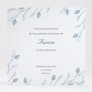Faire-part de naissance Decor vegetal*Faire-part Elégant Clearance