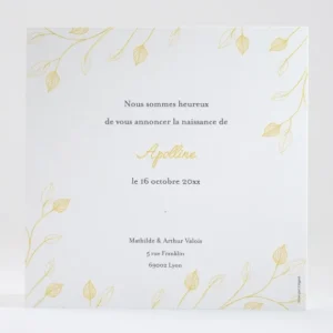 Faire-part de naissance Decor vegetal*Faire-part Elégant Clearance