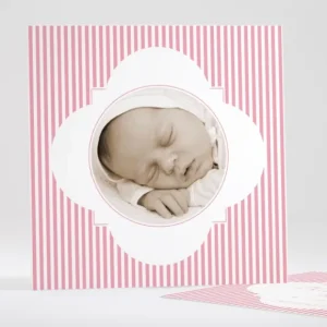 Faire-part de naissance Delicatesse Rayee*Faire-part Elégant Discount