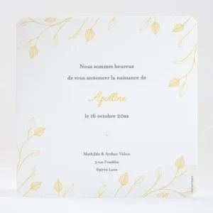 Faire-part de naissance Decor vegetal*Faire-part Elégant Clearance
