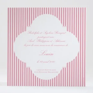 Faire-part de naissance Delicatesse Rayee*Faire-part Elégant Discount