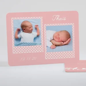Faire-part de naissance Deux polaroids tresses*Faire-part Elégant Outlet