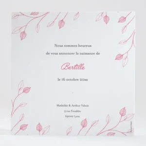 Faire-part de naissance Decor vegetal*Faire-part Elégant Clearance
