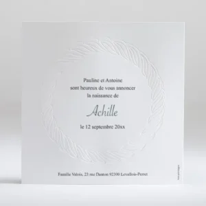 Faire-part de naissance Douce tresse photo*Faire-part Elégant New