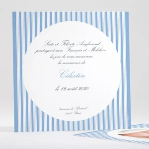 Faire-part de naissance Double rayures Garcon*Faire-part Elégant Outlet