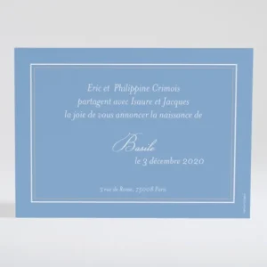 Faire-part de naissance Double monogramme*Faire-part Elégant Online