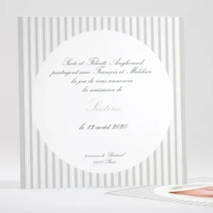 Faire-part de naissance Double rayures Fille*Faire-part Elégant Fashion
