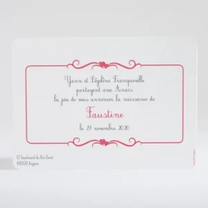 Faire-part de naissance Double coeur delicat*Faire-part Elégant Outlet