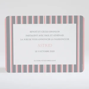 Faire-part de naissance Double rayure elegante*Faire-part Elégant Hot
